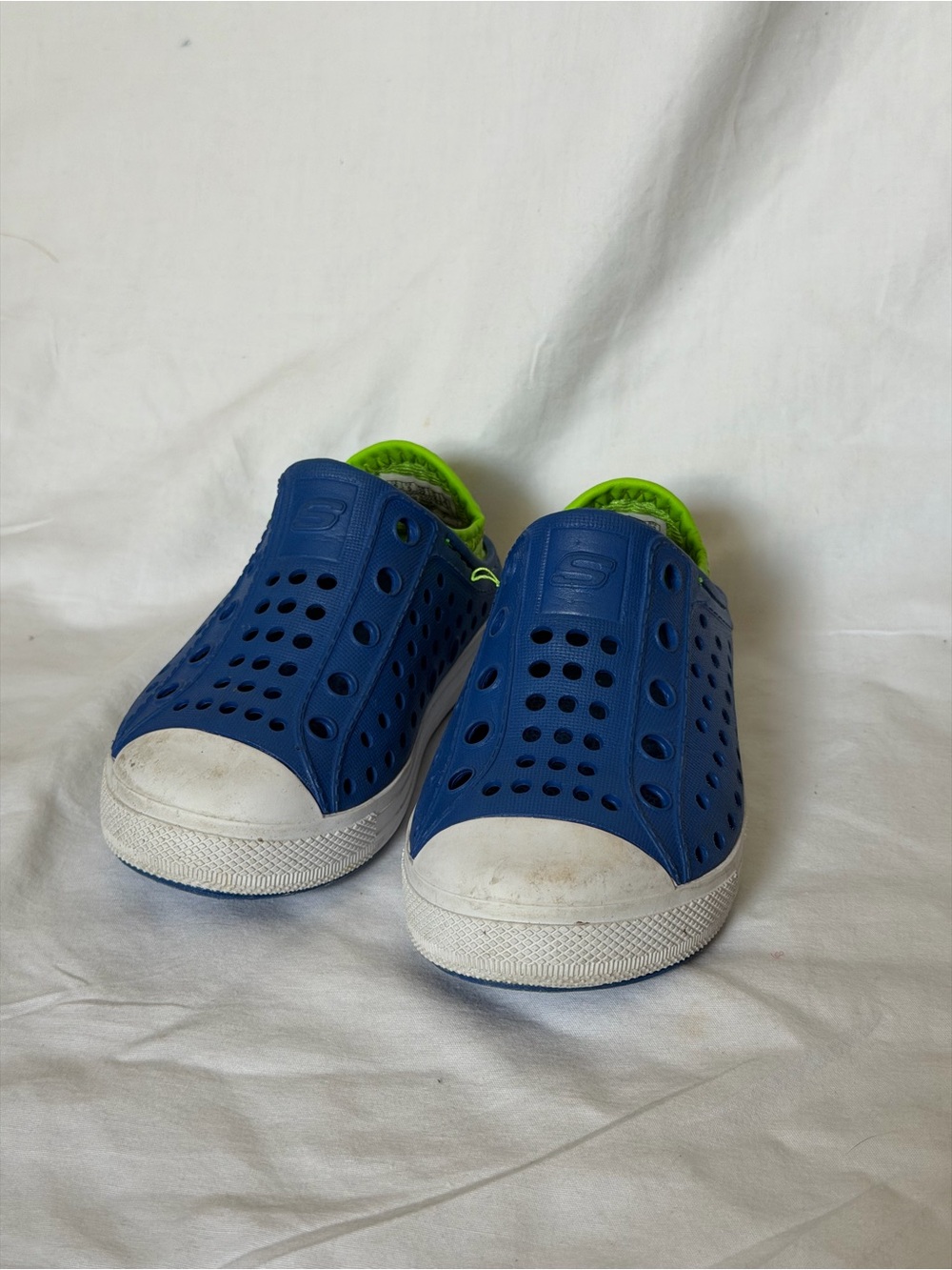 Skechers Kids Blue Slip-On Water Shoes with Green Lining